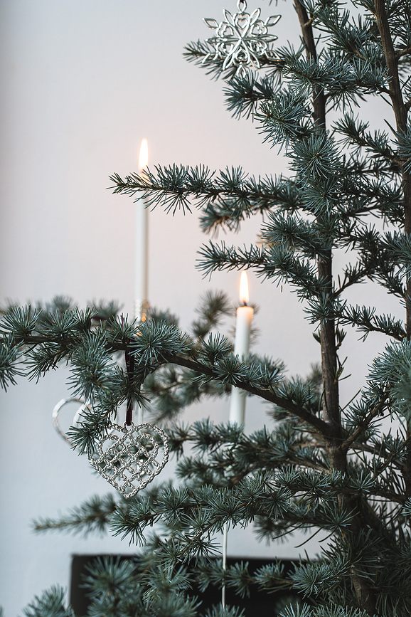 Karen Blixen Ornement de Noël Cœur, à carreaux, doré