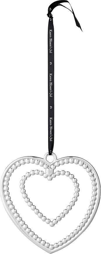 Karen Blixen Suspension de Noël Cœur en perles, 12 cm, argentée