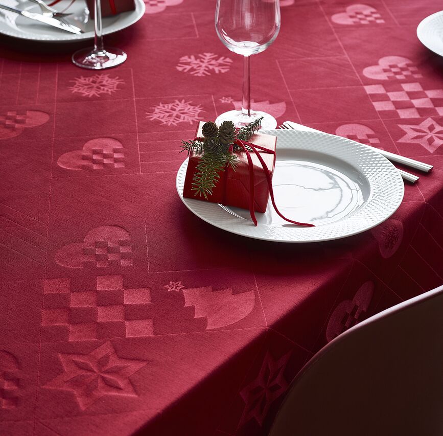 Mantel de damasco Natale, 150 x 270 cm, rojo