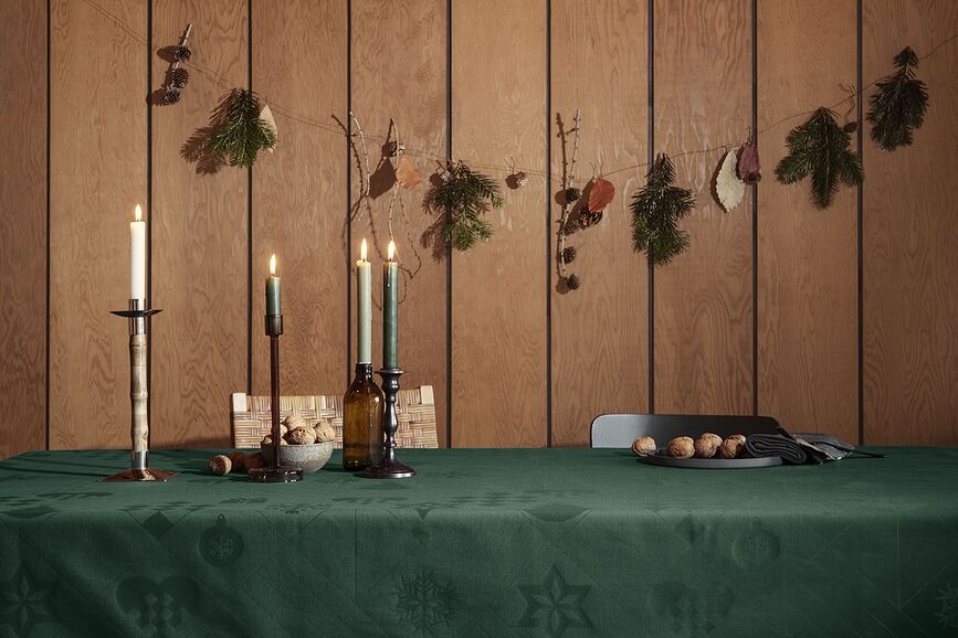 Natale Damask Prt, 150 x 320 cm, zelen