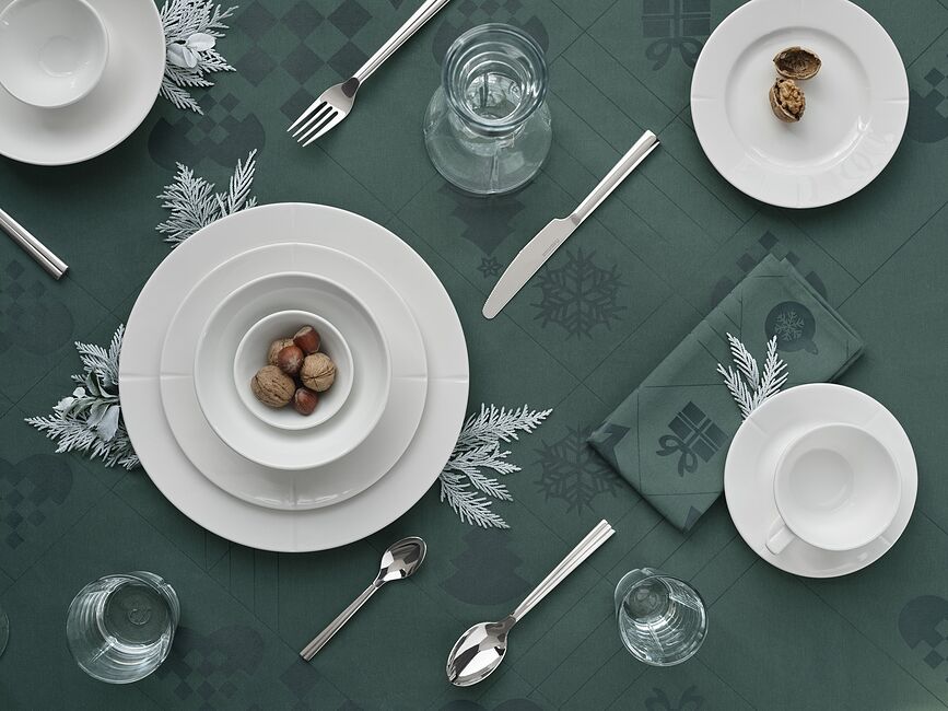 Natale Damask Prt, 150 x 320 cm, zelen