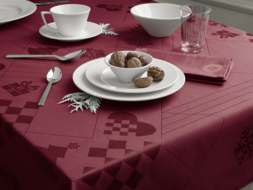 Natale Damask Τραπεζομάντιλο, 150 x 270 cm, κόκκινο