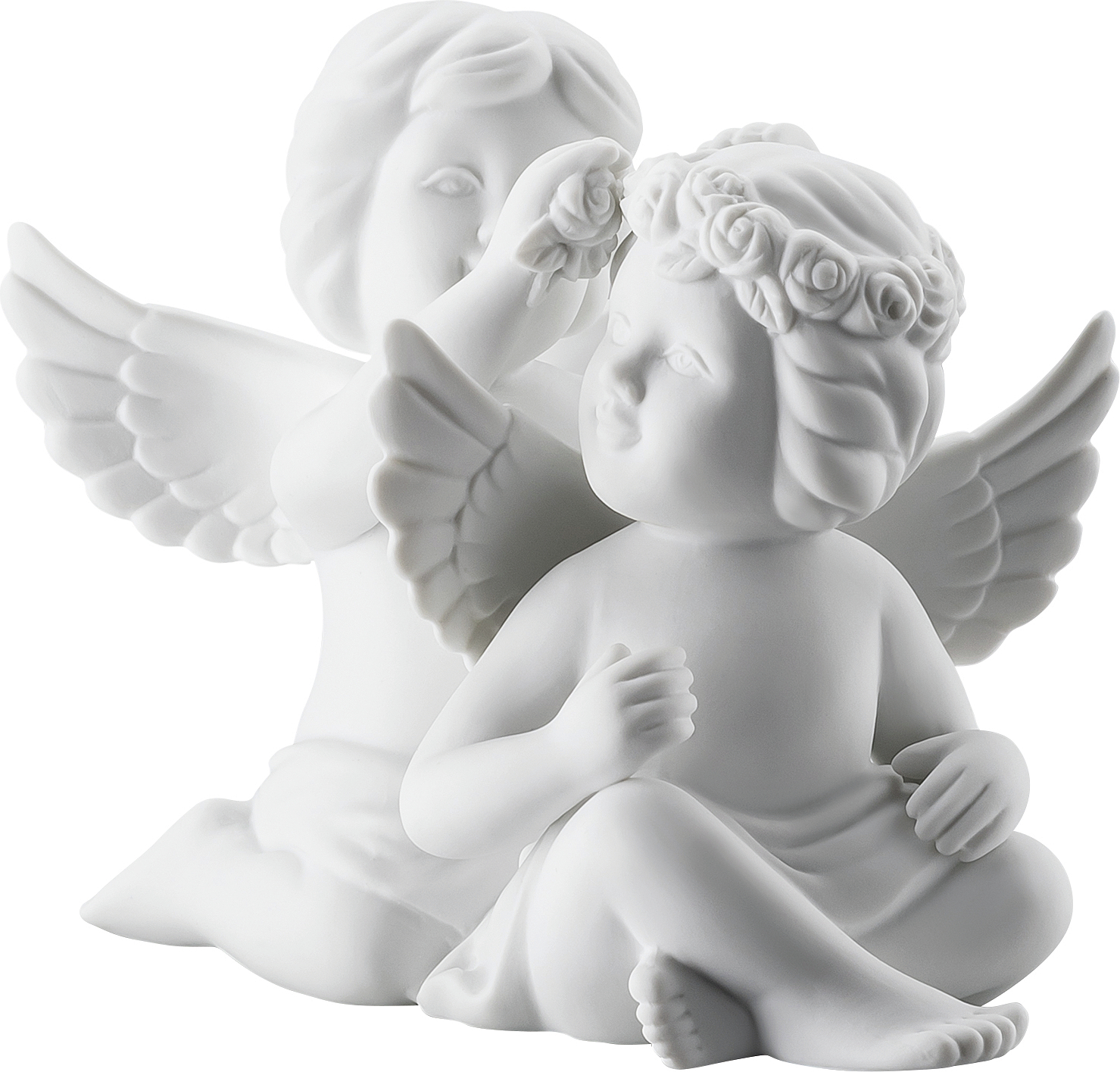 Classic Kleine Figur mittel Engelpaar mit Blumen