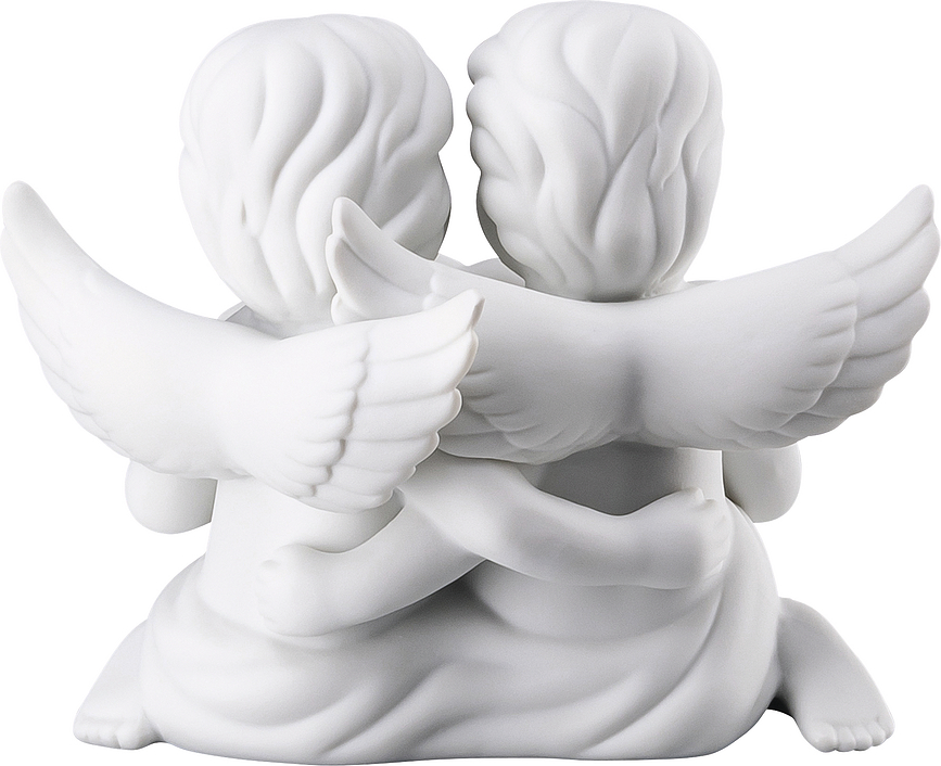 Figura de pareja de ángeles con corazón Classic, mediana