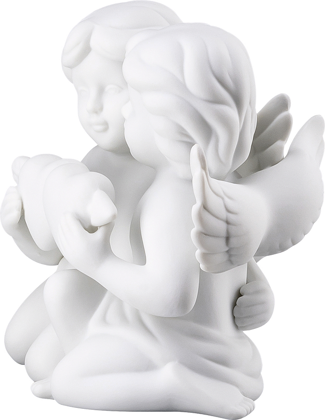 Figura de pareja de ángeles con corazón Classic, mediana