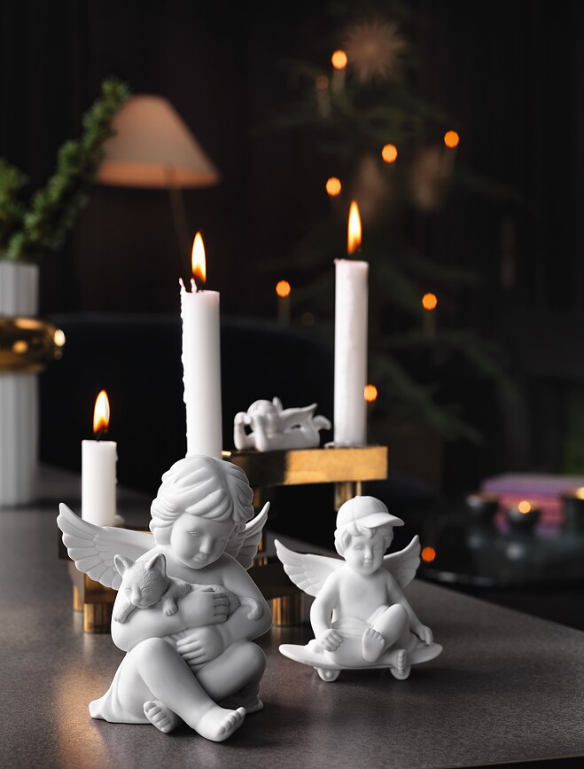 Figura de ángel con gato Classic, pequeña