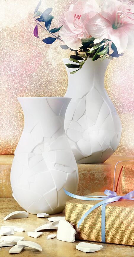 Jarrón Vase of Phases, 26 cm, blanco mate
