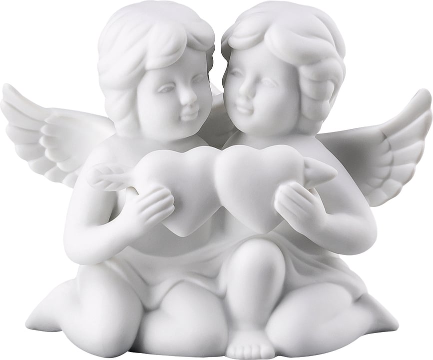 Statuina Classic coppia di angeli con cuore media