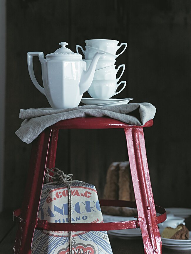 Taza de café Maria, 180 ml, blanca, con platillo