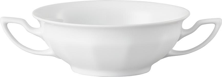 Taza de Consomé Maria, 270 ml, blanca, con platillo