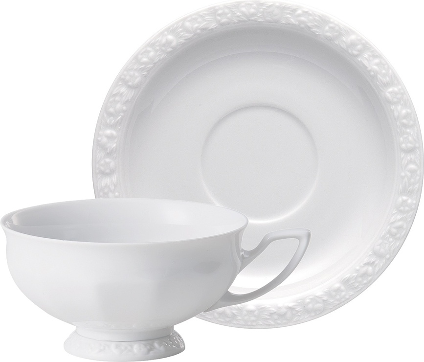 Taza de té Maria, 200 ml, blanca, con platillo