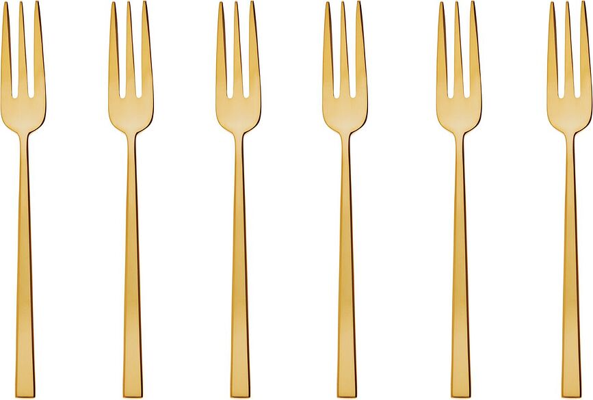 Tenedores de postre Rock, dorados, Pack de 6