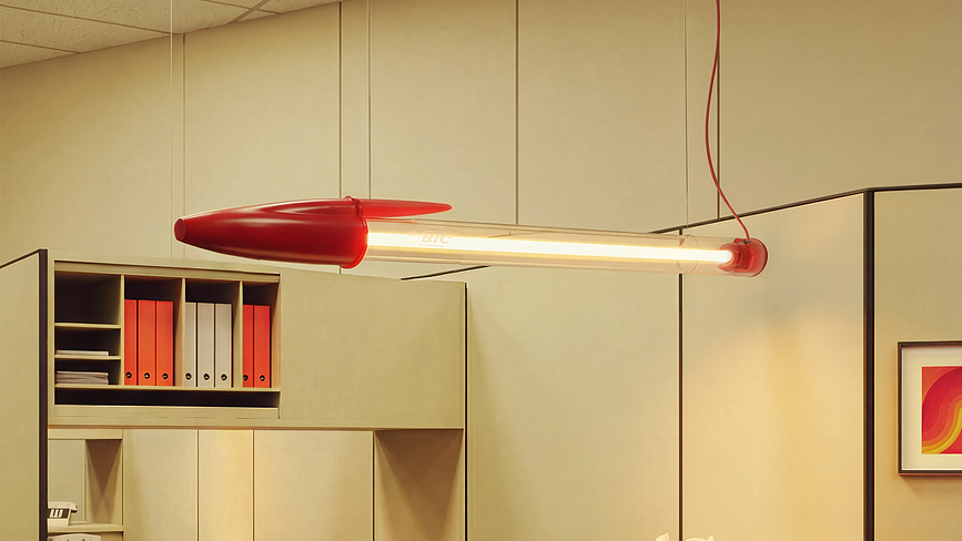 BIC LED tak- eller vägglampa 173 cm, blå