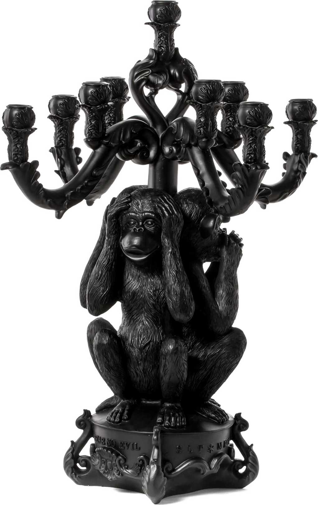 Burlesque 3 Monkeys Kerzenständer groß schwarz