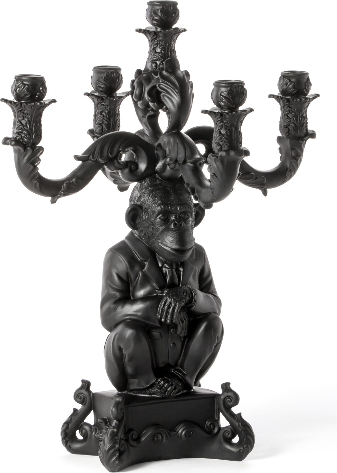 Burlesque Chimp Kerzenständer schwarz