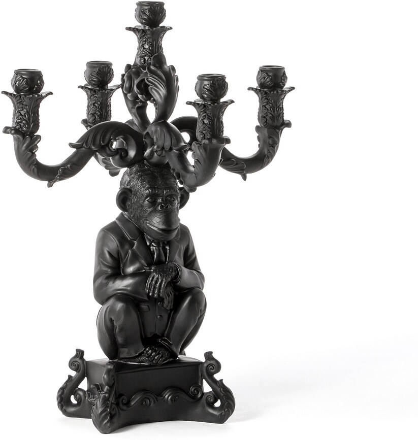Burlesque Chimp Kerzenständer schwarz