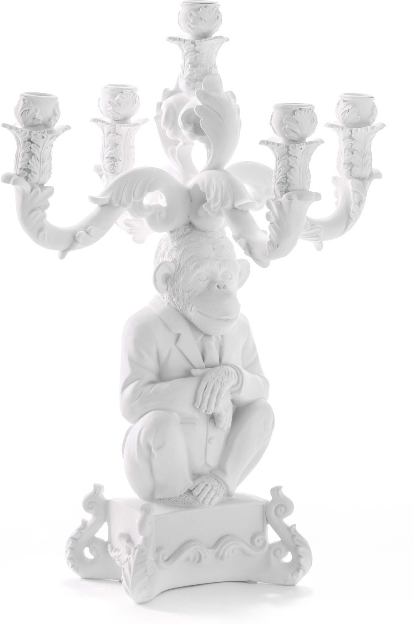 Burlesque Chimp Kerzenständer weiß