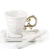 Ceașcă pentru cafea I-Wares Gold cu farfurioară și linguriță