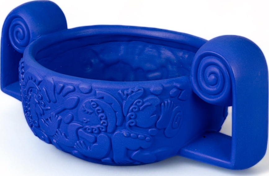 Centro de Mesa de terracota Magna Graecia Centrotavola, 31 cm, azul