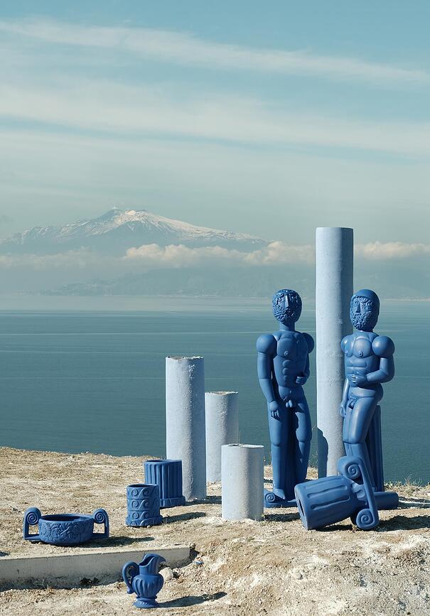 Centro de Mesa de terracota Magna Graecia Centrotavola, 31 cm, azul