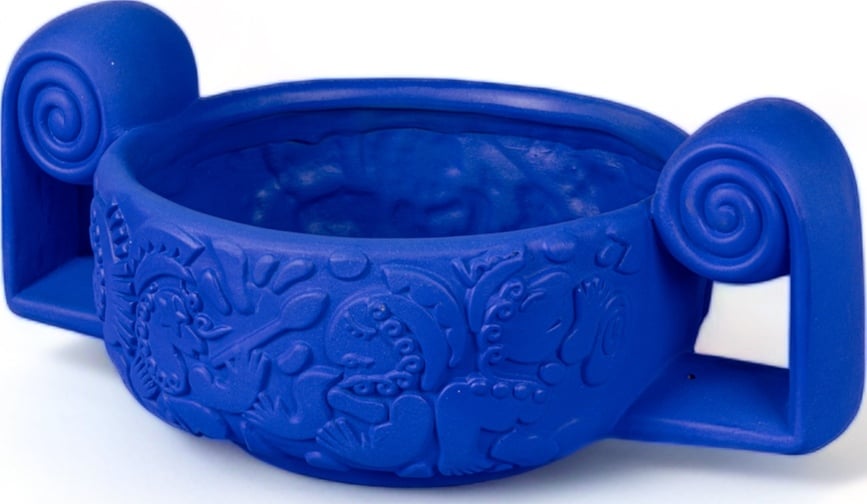 Centro de Mesa de terracota Magna Graecia Centrotavola, 31 cm, azul