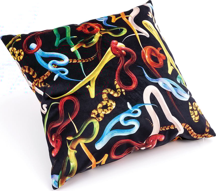 Cojín Seletti Wears Toiletpaper Lipsticks, negro