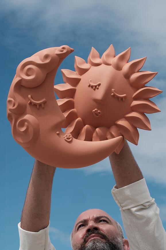 Decorazione per muro Magna Graecia 2.0 Sole di terracotta