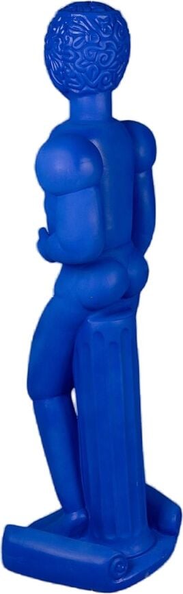 Escultura de terracota Magna Graecia Bronzo Helmet, 144 cm, azul