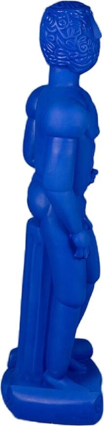 Escultura de terracota Magna Graecia Bronzo Helmet, 144 cm, azul