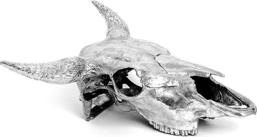 Figura Decorativa Calavera de Bisonte Wunderkammer, plateada