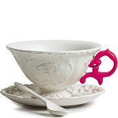 Filiżanka do herbaty ze spodkiem i łyżeczką I-Tea fuksja