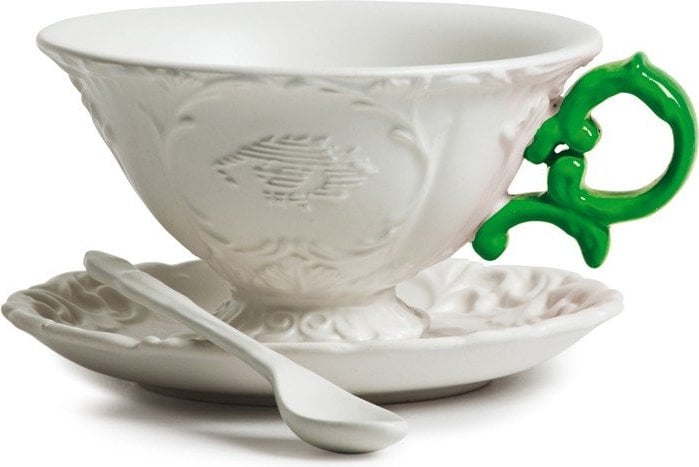 Filiżanka do herbaty ze spodkiem i łyżeczką I-Tea zielona