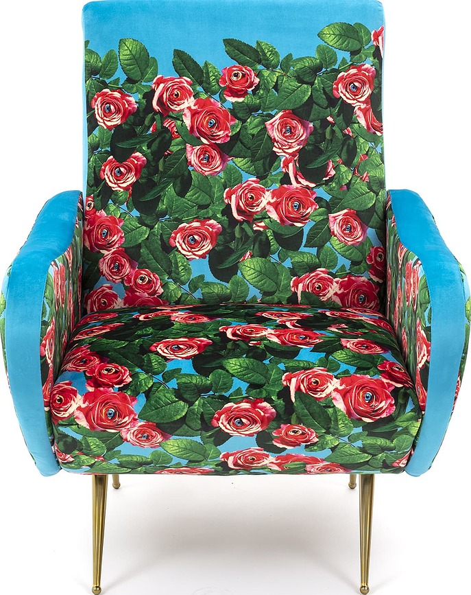 Fotel z wysokim oparciem Seletti Wears Toiletpaper Roses