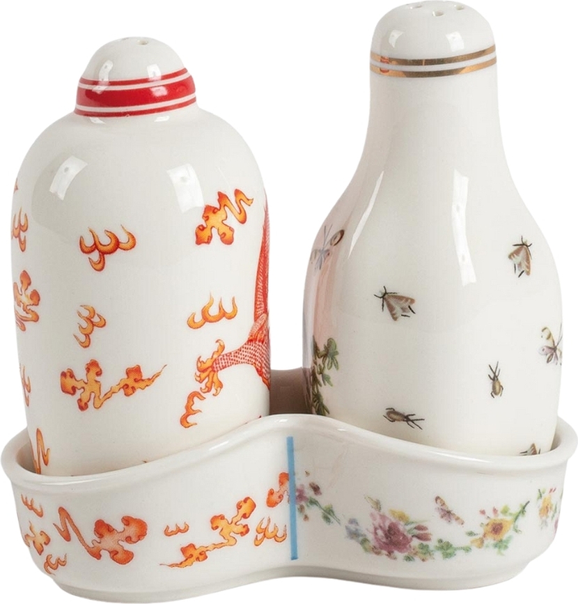 Hybrid Thea Salière et Poivrière avec support, Set 3 pièces