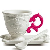 I-Coffee Coffee cup fuchsia with saucer and teaspoon