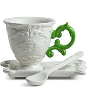 I-Coffee Coffee cup green with saucer and teaspoon