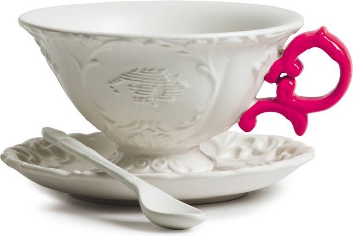 I-Tea Teetasse Fuchsia mit Untertasse und Löffel