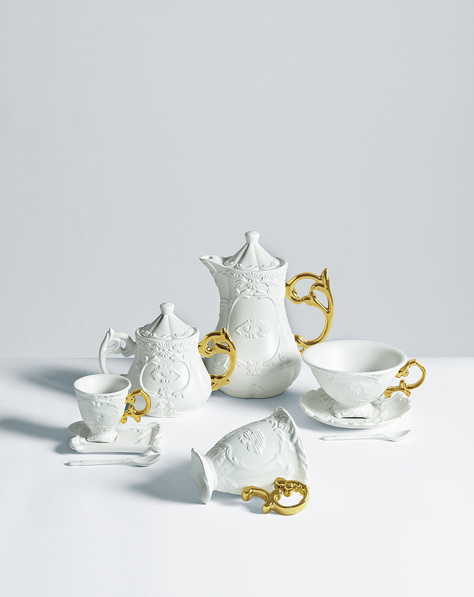 I-Wares Gold Skodelica za kavo, s krožnikom in žličko, 3-delni set