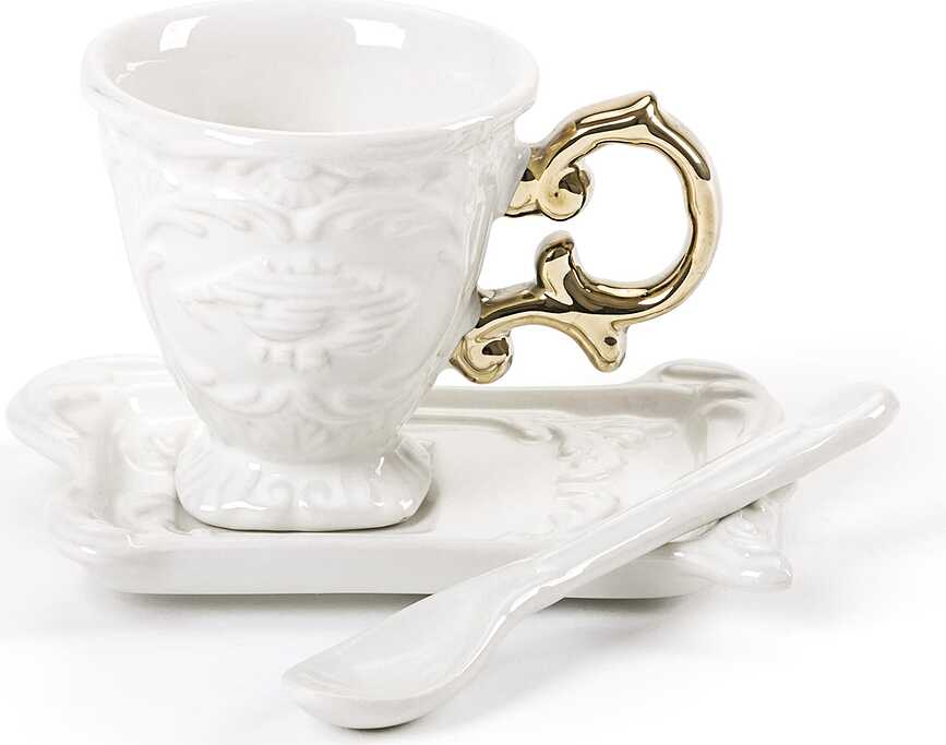 I-Wares Gold Tasse à Café avec soucoupe et cuillère, Set 3 pièces