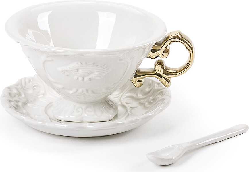 I-Wares Gold Tasse à Thé avec soucoupe et cuillère, Set 3 pièces