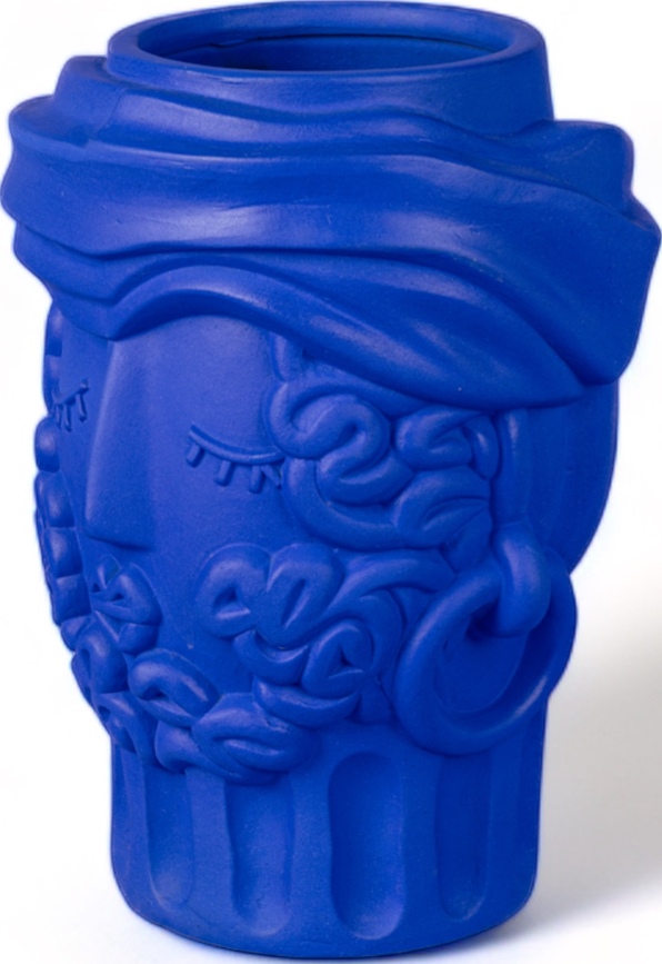 Jarrón decorativo de terracota Magna Graecia Man, 32 cm, azul