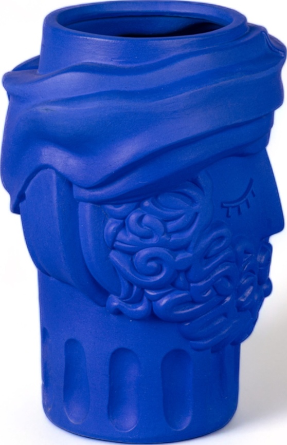 Jarrón decorativo de terracota Magna Graecia Man, 32 cm, azul