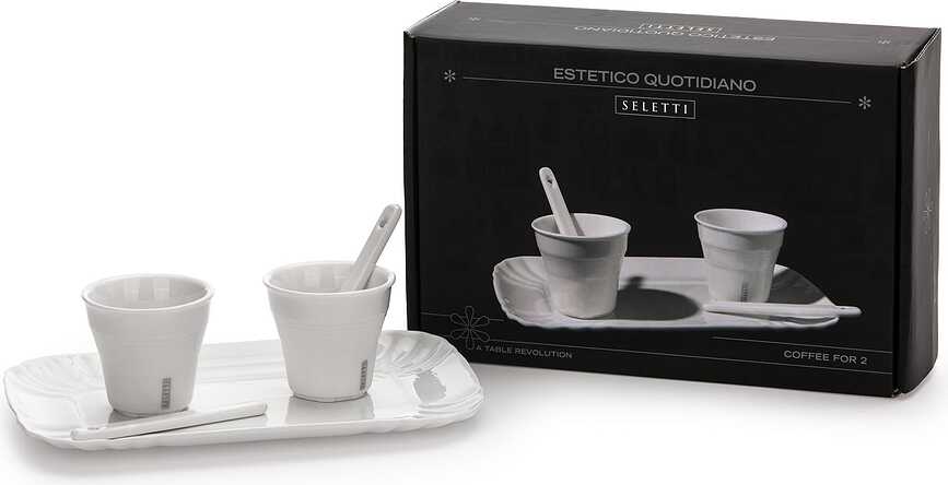 Juego de Tazas de Espresso Estetico Quotidiano, con 2 tazas, bandeja y cucharillas