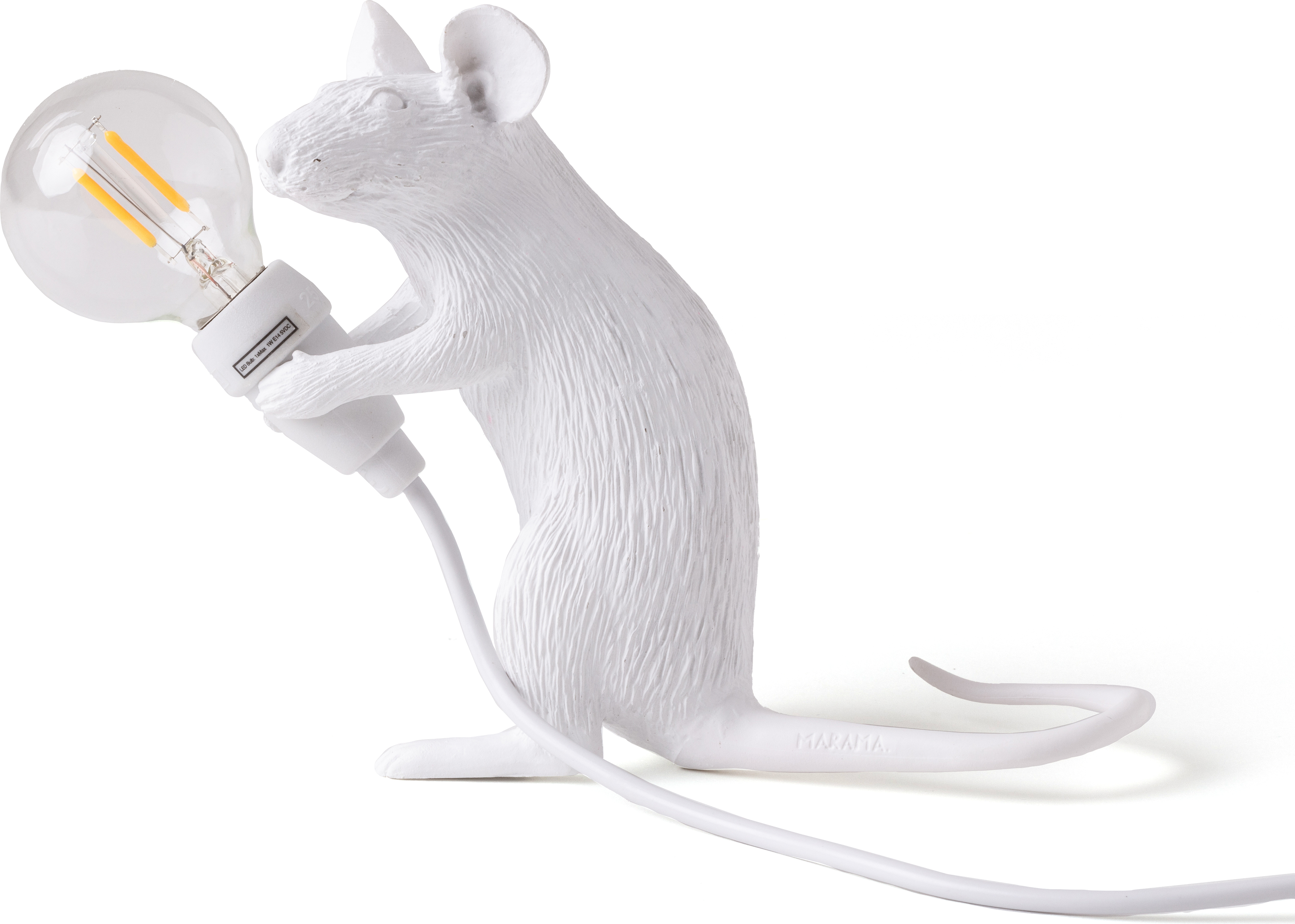 Lampa Mouse sēdoša ar USB ligzdu balta