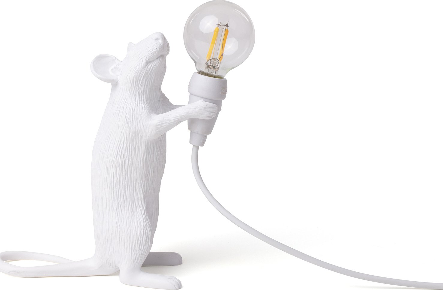 Lampa Mouse stojacia s USB zásuvkou biela