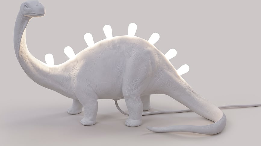 Lámpara LED Jurassic Bronto, blanca