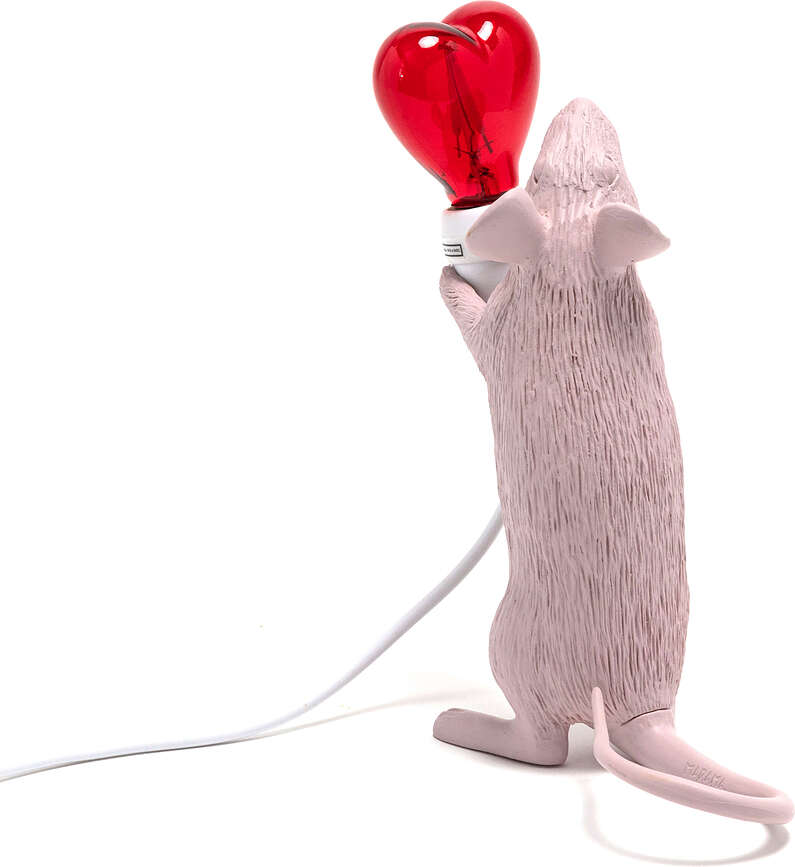 Lampe Mouse Valentine lyserød med USB-stik