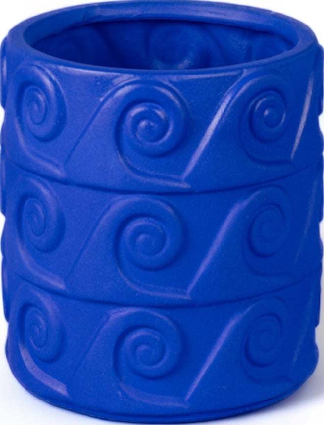 Maceta de terracota Magna Graecia Greca, 38,5 cm, azul, con plato