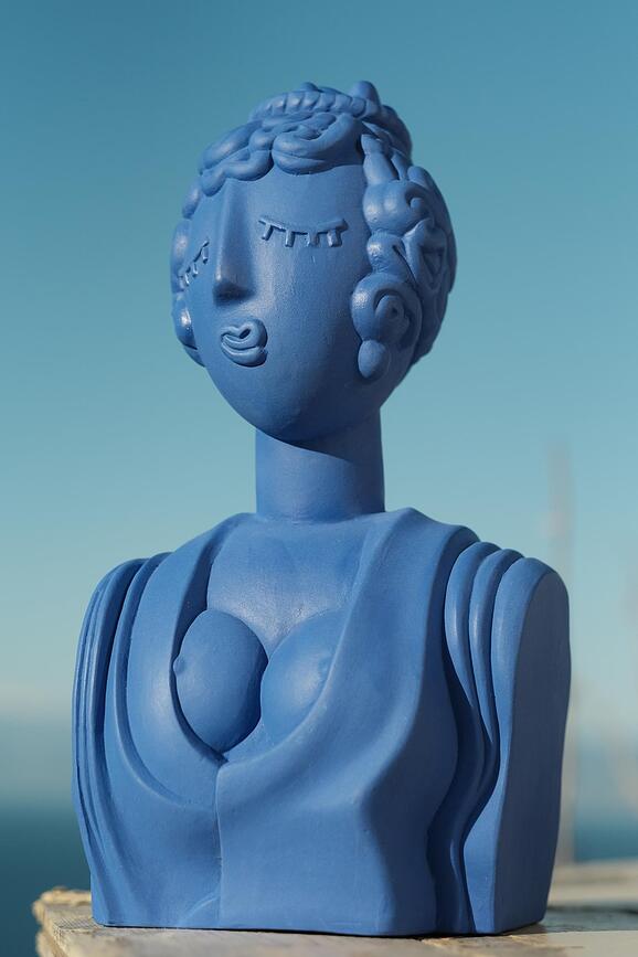 Magna Graecia Figurica Bust Poppea, modra, iz terakote