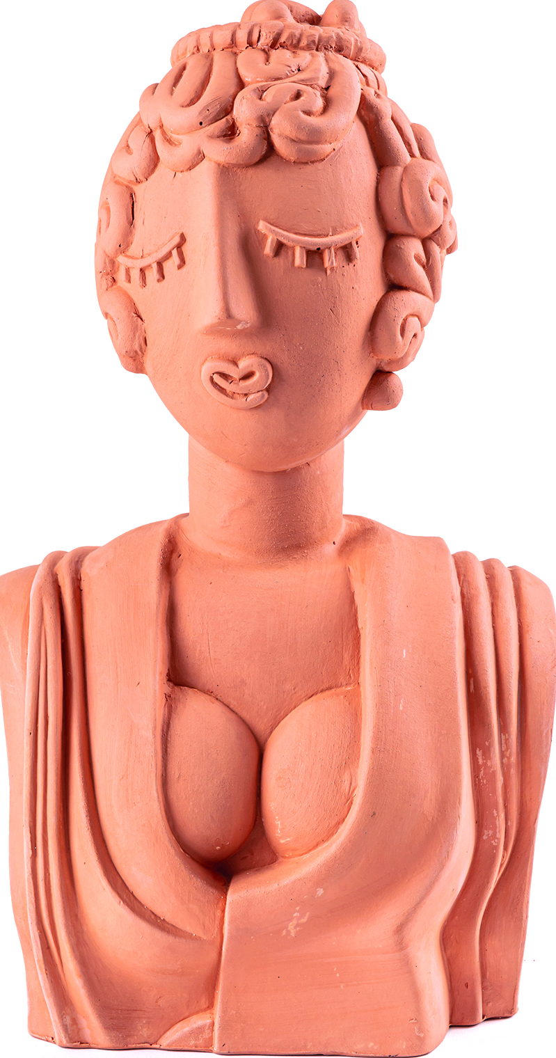 Magna Graecia Bust Poppea Kleine dekorative Figur 45 cm aus Terrakotta